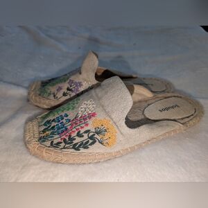 Soludos Embroidered Wildflower Espadrille Mule Flats Natural Sand Women’s 6.5